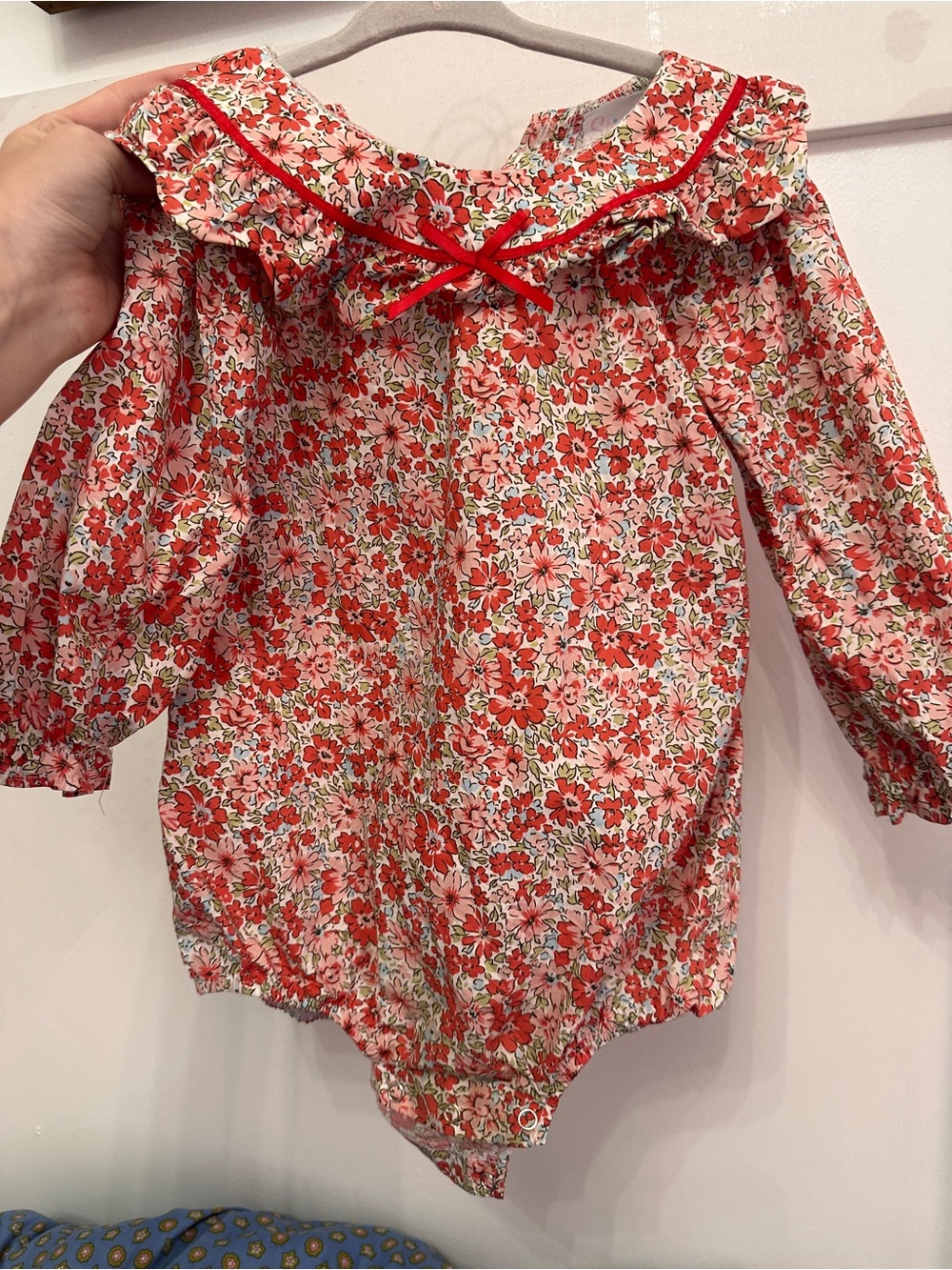 Stitchy Fish floral Red Long-Sleeve bubble